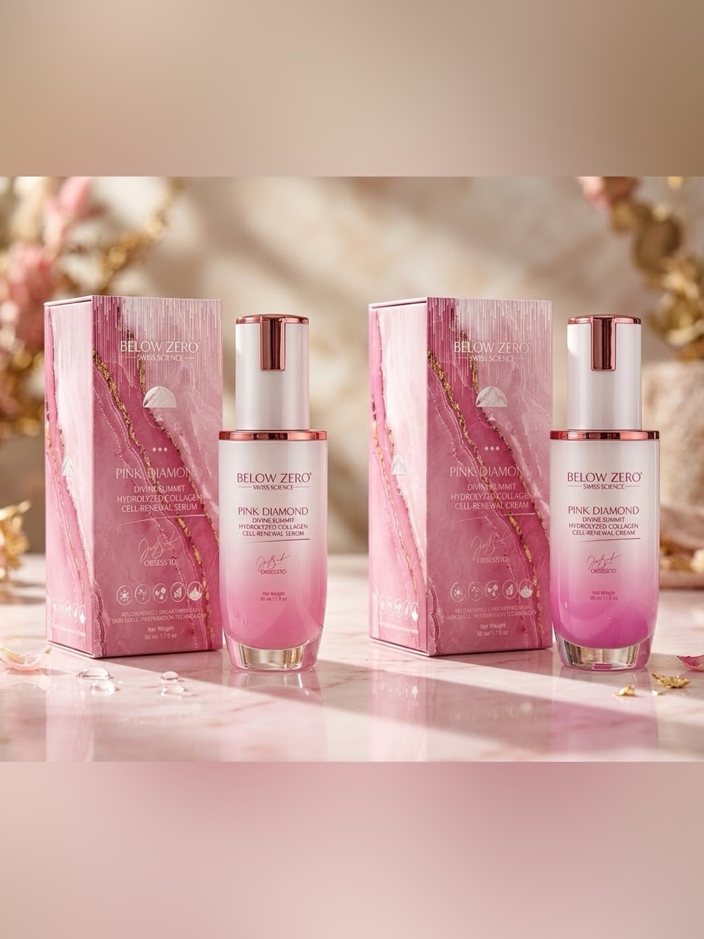 🔥Below Zero Bundle🔥 Pink Diamond Collagen Cell Firming Serum & Cream
